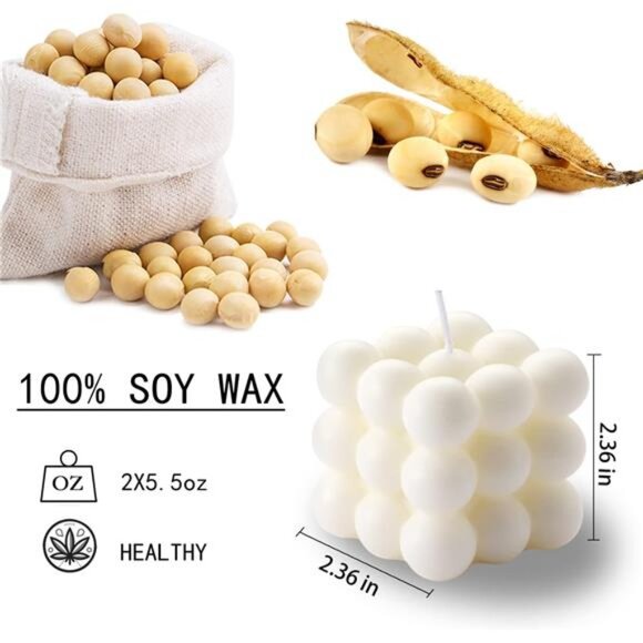 Bubble Candle - Cube Soy Wax Candles, Home Decor Candle, Scented Candle Set 2 - Picture 2 of 7
